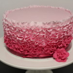 Pink Ombre Fondant Ruffle Cake